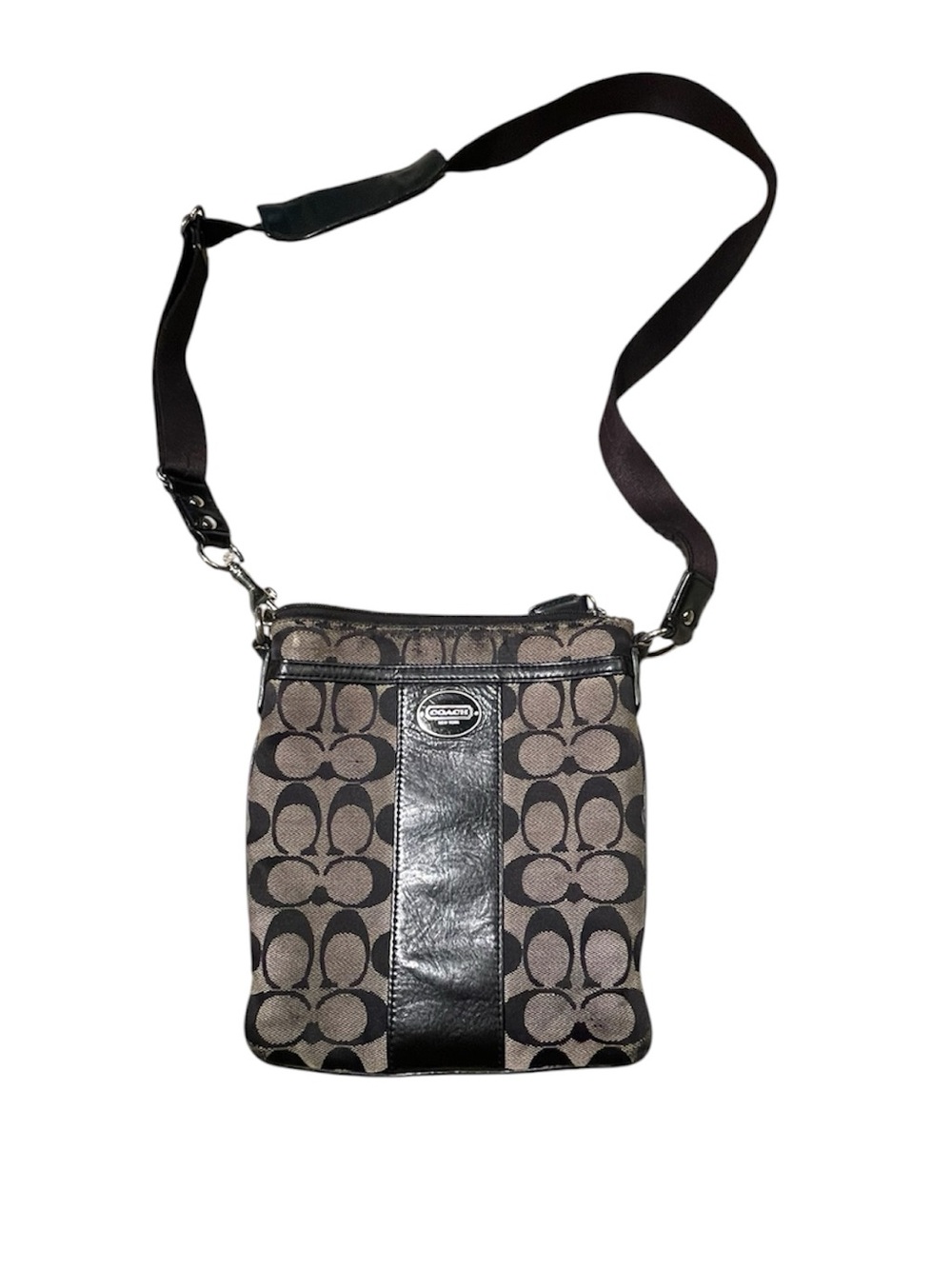 Coach Black & Grey Vintage Crossbody Bag with Signature Logo Small